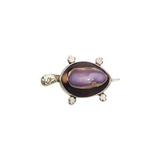 Native American KA Sterling Silver Stone Turtle Pin #16494