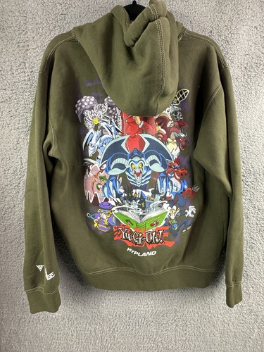 Hypland YugiOh Hoodie Fleece gefüttert Sweatshirt Herren S Damen M olivgrün - Bild 6 von 14