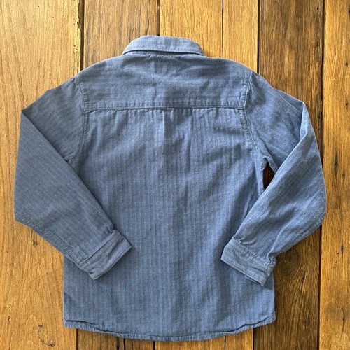 Mayoral Oxford Button Down Shirt Boys Size 7 Blue Long Sleeve Collared - Picture 3 of 6
