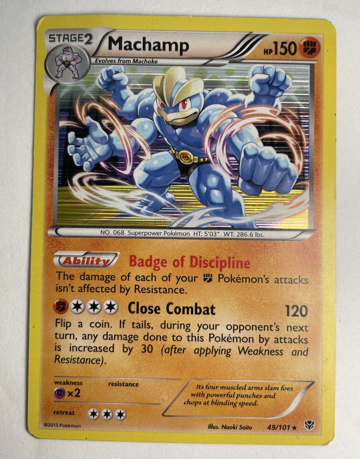 Pokemon Machamp 49/191 - Plasma Blast Holo Crease Lightly Played