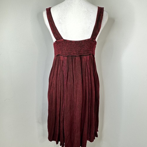 Earthbound Sleeveless Red Dress Crochet Top Babydoll Flowy Medium Flaw Read - Picture 5 of 12