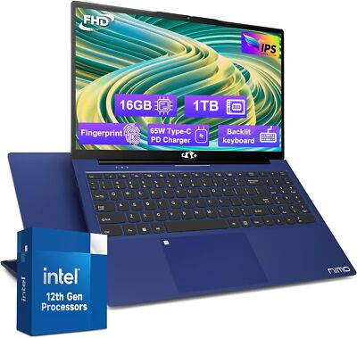 NIMO 15.6-FHD-Laptop 16GB RAM 1TB SSD Intel Pentium Quad-Core N100 WiFi 6 Win 11