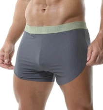 Men's Sexy Dark Gray Size L Mesh See-through Gym Shorts w/ Detachable Jock Strap