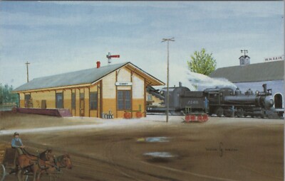 Canby Oregon Southern Pacific Railroad Train Station Artist Render postcard GQ7