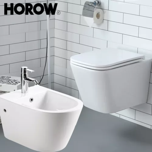 Wand Bidet Set oder Spülrandloses Hänge WC Toilette abnehmbar Soft Close Sitz - Bild 27 von 35
