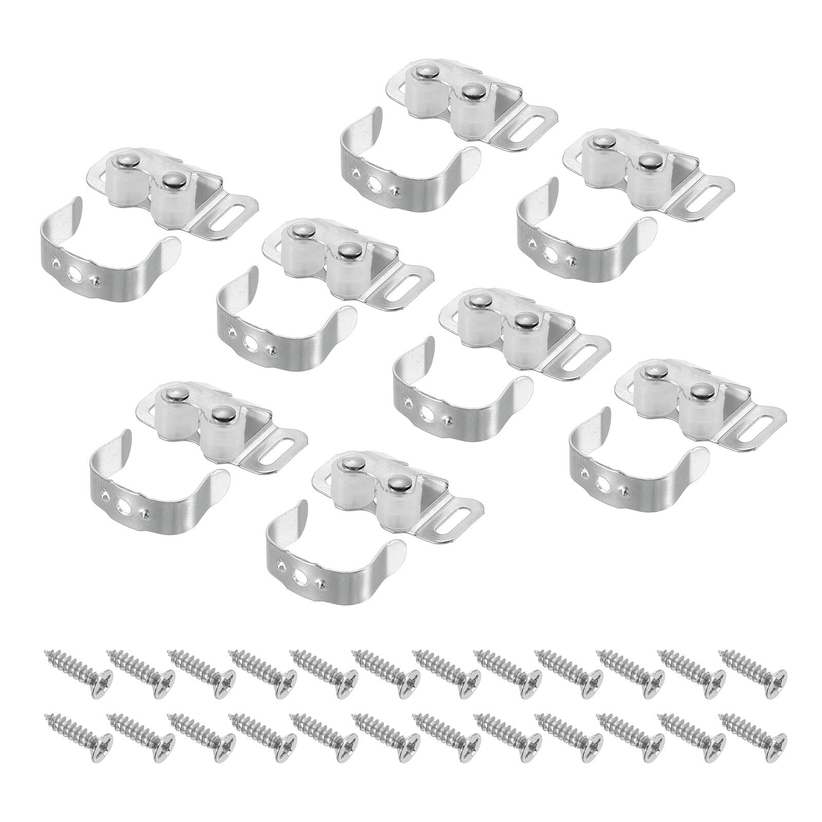 8 Set Cabinet Door Catch, Latch Lock Metal for Cupboard Kitchen Closet, White