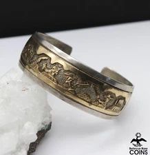 Native Tom & Sylvia Kee Navajo Gold-Filled Sterling Storyteller Cuff Bracelet