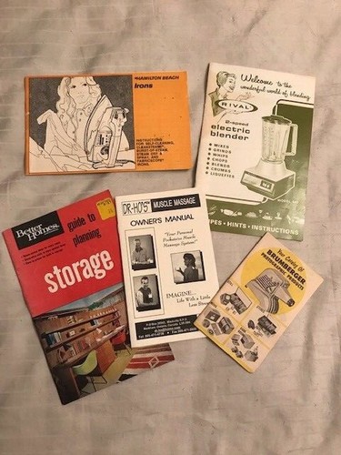 5 Vintage Manuals Dr Ho/Brumberger/Hamilton Beach/Rival Bleach/Better Homes