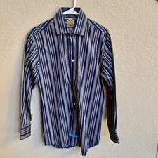 English Laundry Classic Shirt Men's Size 15 32/33 Blue Striped Flip Cuff