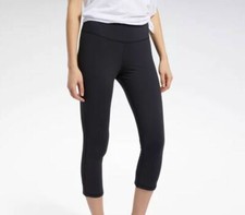 NUEVO CON ETIQUETAS Reebok Lux 3/4 Apretado Speedwick Negro Talla S ~ 20.5" Entrepierna