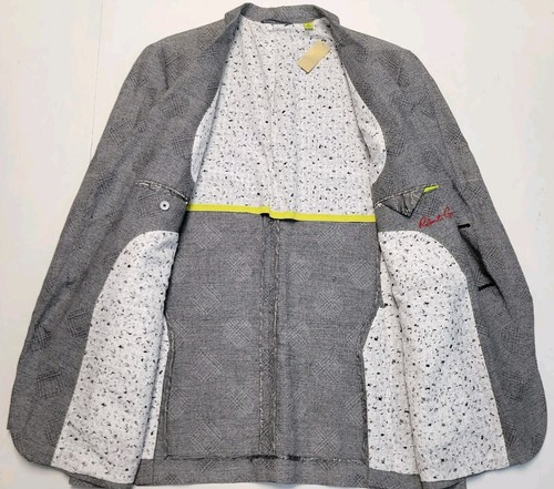 $898 New Robert Graham SORVINO Blazer Men's 44R Gray Check LINEN & COTTON - Picture 5 of 10