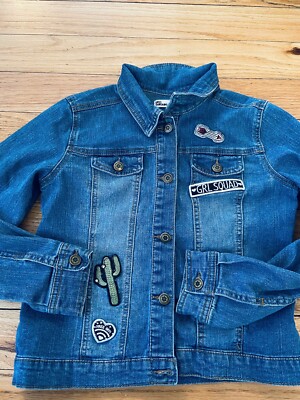 Epic Threads Denim Blue Jean Jacket GRL SQUAD Patches Girls Size X-Large XL