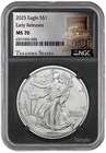 2025 US Silver Eagle BU 1 oz .999 Silver Coin NGC MS70 ER Treasure Series