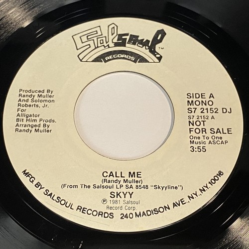 Skyy: Call Me (Stereo) / (Mono) 45 - Salsoul - Soul Funk Boogie - Picture 2 of 2