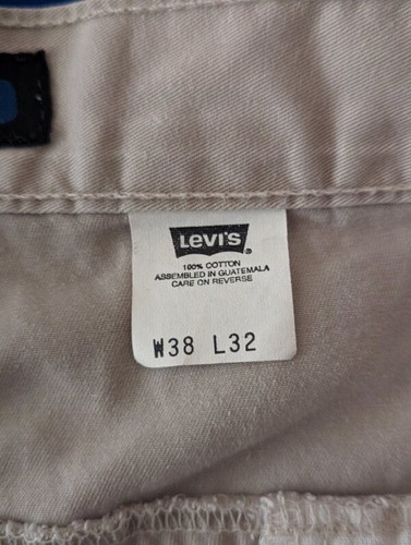Vintage Levis Mens Pants Beige 38x32 L2 Baggy Skater 90s Y2K Wide Leg Khaki - Picture 4 of 15