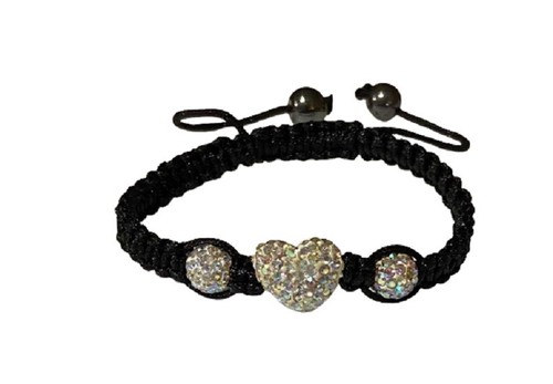 Herz Shamballa Armband mit Pave Kristallen Kugeln und Herz in AB Kristallen - Bild 3 von 4