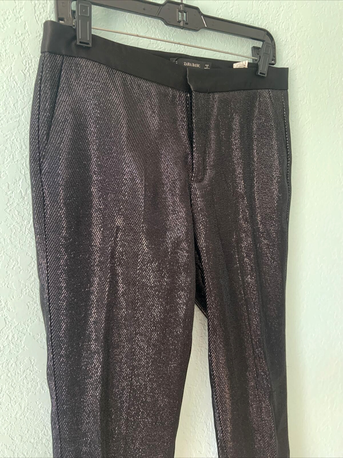 Zara Basic Glen 534 "Medium" Pants Black Glitter … - image 2