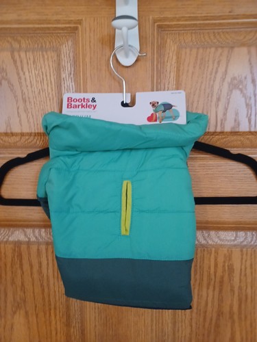 NEW Boots & Barkley Dog Puffer Vest Size Medium Color Block Green w/Navy Blue - Picture 7 of 8