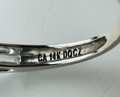 14k White Gold CZ Solitaire & Baguettes Engagement Ring Sz.7 Wedding Anniversary - Picture 11 of 13