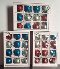 3 Vintage Holly Brand 12 Glass Ornaments in Boxes, Made In USA Christmas