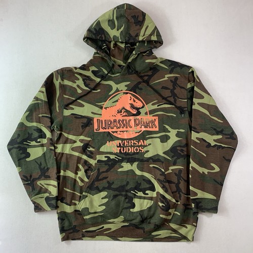 Jurassic Park Sweater Mens Medium Universal Studios Camo Hoodie Green