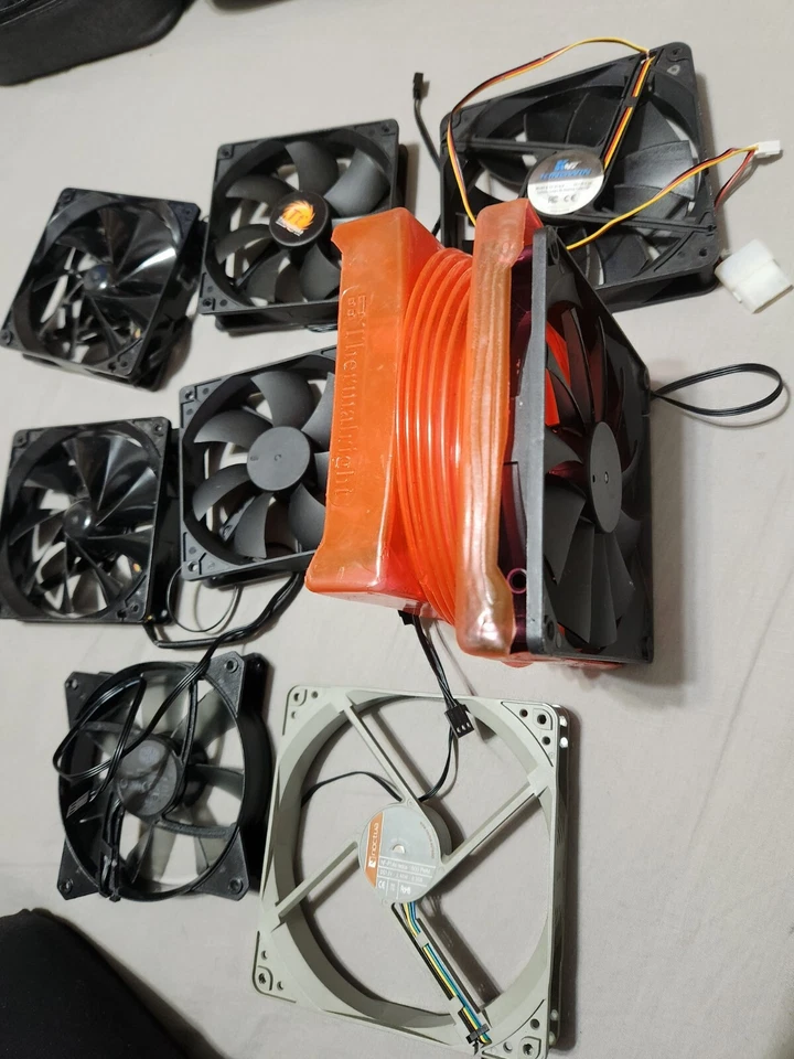 CPU Cooler pc computer 2x 140mm 5x 120mm Fans and a cpu fan hood lot kit bundle - Image 2 of 4
