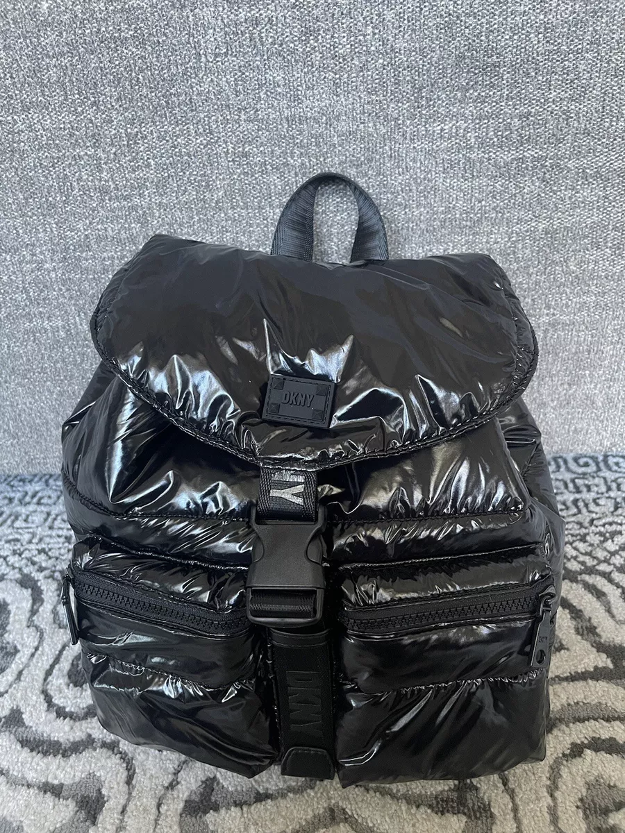 Dkny black leather backpack hotsell