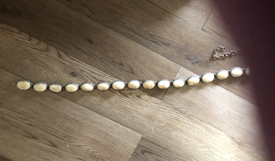 Bedouin Silver Belt with Polished Stones - 8.5 oz - Fits Up To 42in Long - Image 3 of 4