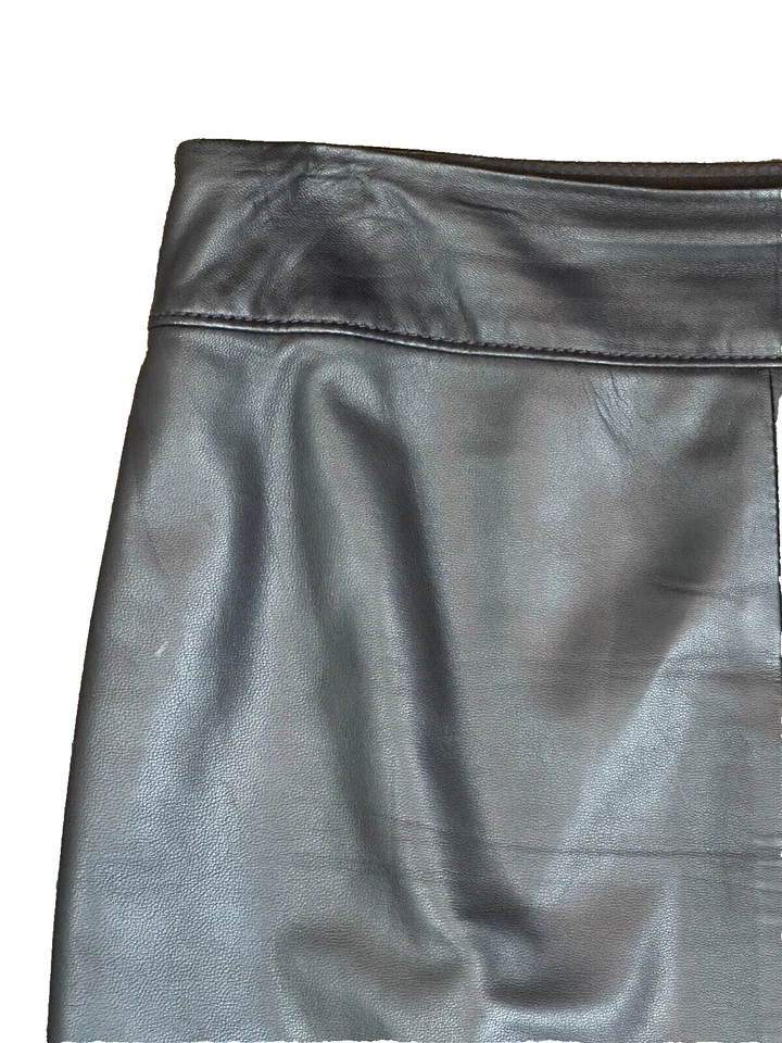 Worth - Falda midi forrada de cuero genuino - Negra - 6 - EXCELENTE ESTADO Foto 4 de 4