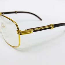 Clear Lens Executive Migos Eyeglasses Sunglasses Metal Wood Frame Square Euro