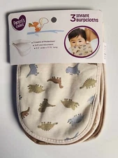 Parents Choice 3 Infant Burpcloths Soft & Absorbent 6.5" W x 17.75" L