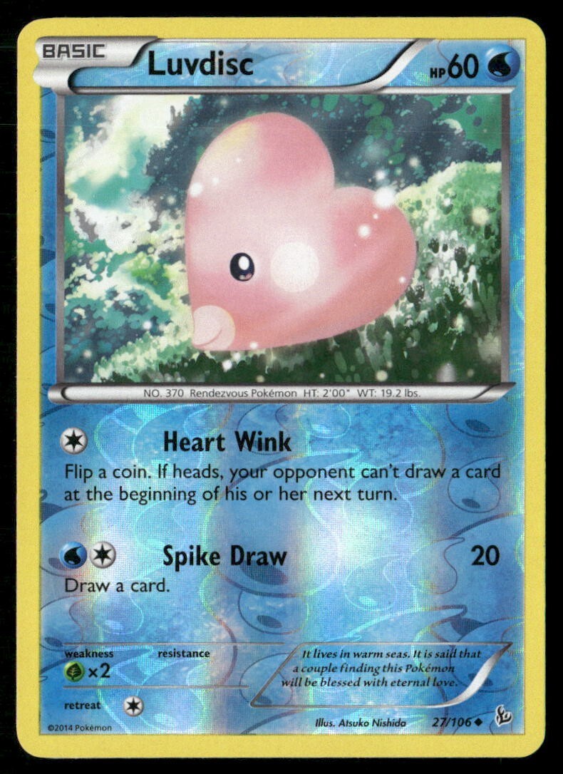2014 XY Flashfire Set Pokemon Card 027  Luvdisc Reverse Foil LP