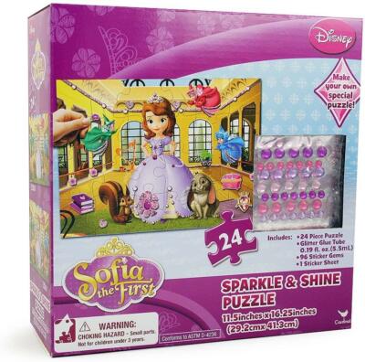 Sofia the First 24 pc Sparkle & Shine Jigsaw Puzzle w 96 Sticker Gems ...