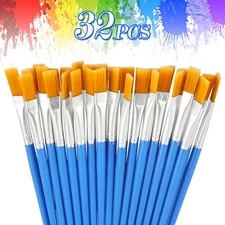 32Pcs Artist Paint Brushes Kit Acrylic Flat Oil Watercolor Painting Craft Model