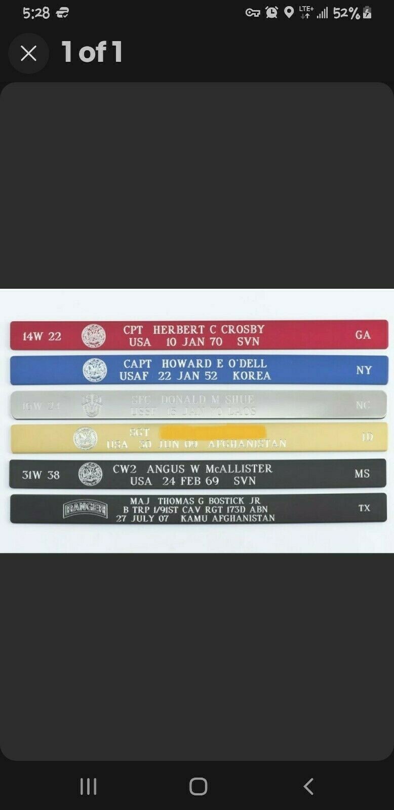 POW MIA KIA Bracelets....Customized | eBay