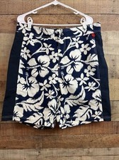 Lands End Men s L 36-38 Swim Trunks Blue Floral Mesh Lined w/ Back Pocket