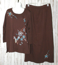 NEW - QVC Indigo Moon Top & Skirt Set Embellished Women's XL (6443