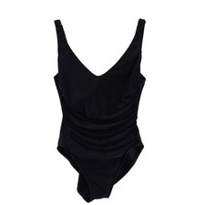 Miraclesuit Swimsuit Womens 10 Black Built In Underwire Bra Ruched Slimming