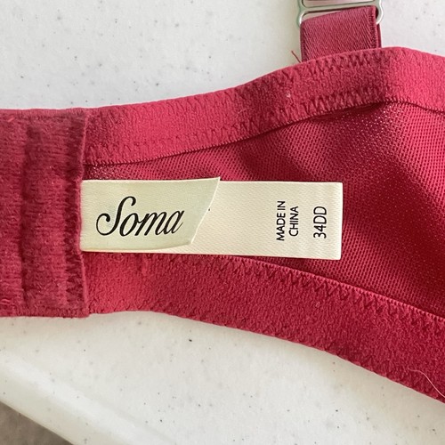 Soma 34DD Sensuous Lace Red Sheer Lace Floral Embellished Sexy Bra - Picture 5 of 7
