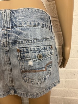 Y2K G Star Déconstruit Mini Jupe Jean Bleu Marine Denim En Détresse