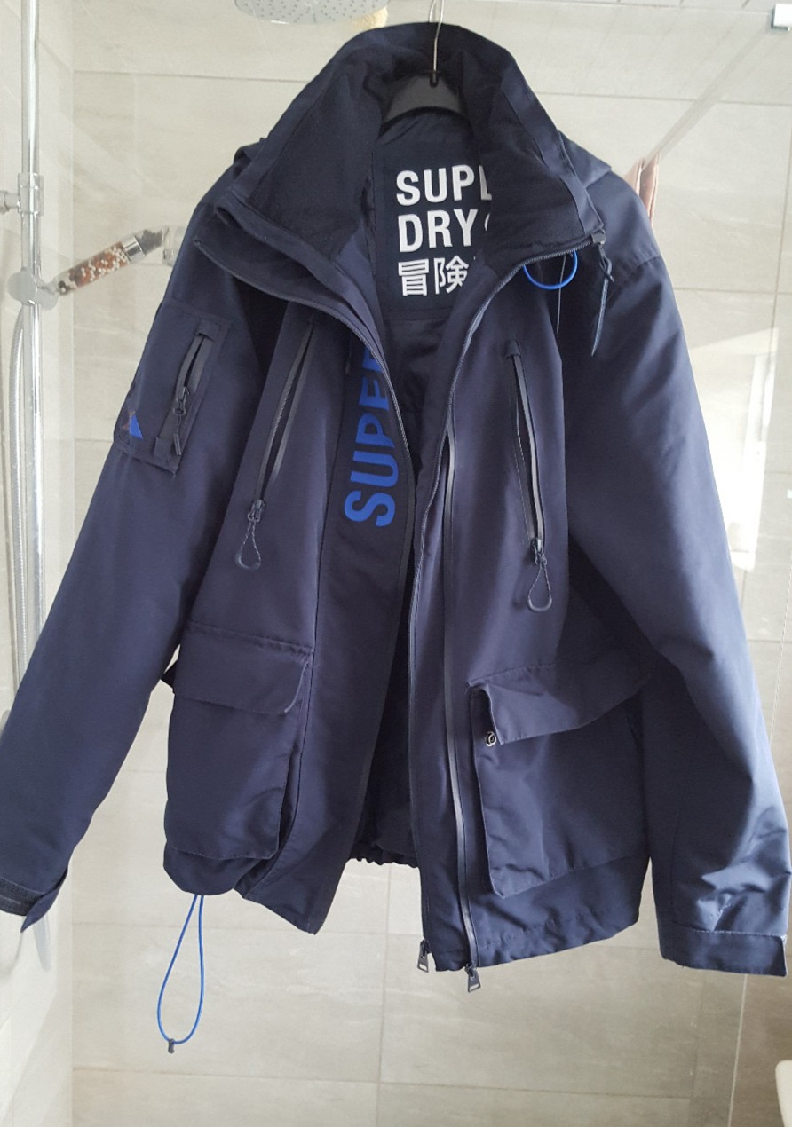 Superdry Jacket Coat Hooded Ultimate Windcheater Jacket  XL Navy /blue