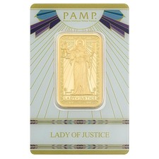 1 oz Gold Bar PAMP Suisse Lady of Justice (In Assay) .9999 Gold #A745 4210.88 per troy oz