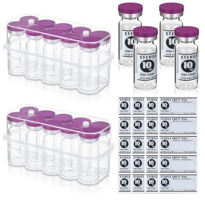20 Pcs 10ml Sealed Sterile Empty Vials with Self Healing Injection Port Glass...