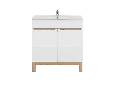 Weißer Waschtisch mit Unterschrank Hochwertige Waschbecken Badezimmer Möbel 80cm - Bild 1 von 4