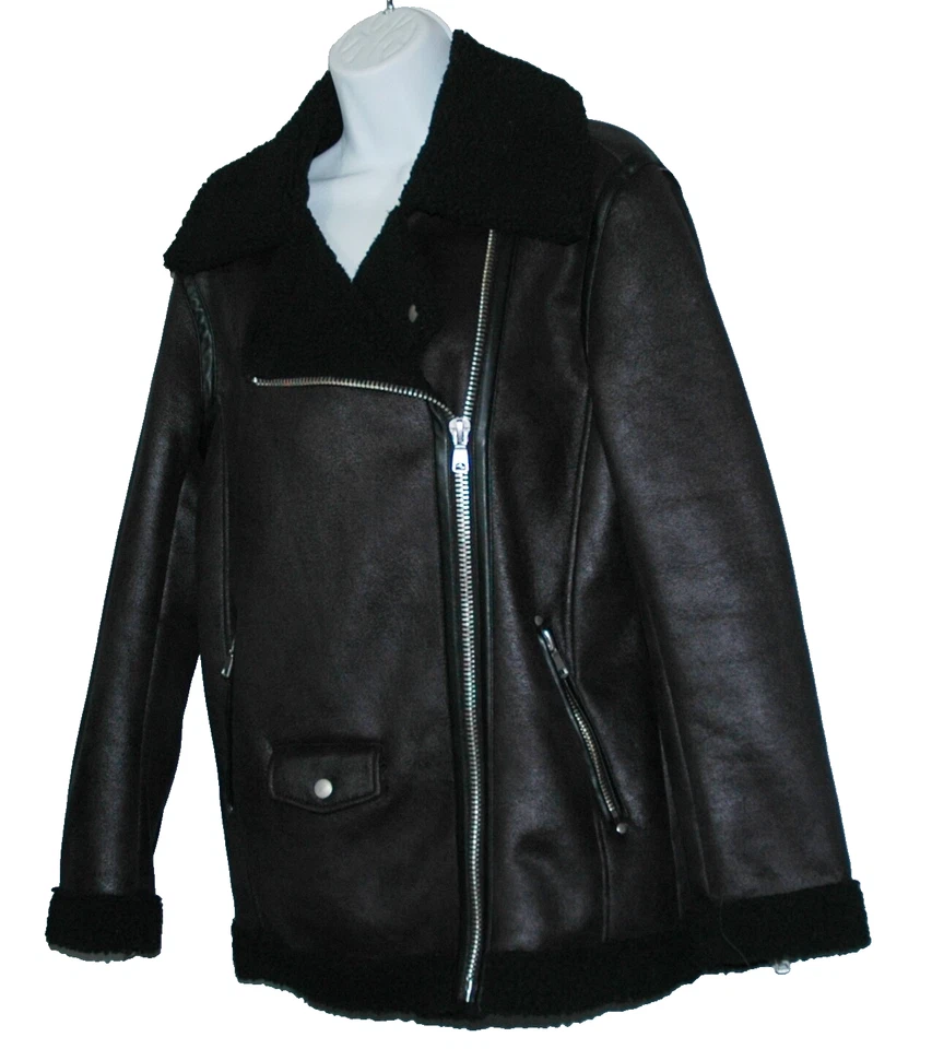 Jaqueta de Moto Sherpa Preta 7 For All Mankind Tamanho P - Imagem 3 de 4