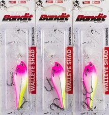 (LOT OF 3) BANDIT WALLEYE SHAD 3/16OZ BDTWS102 COCONUT CANDY  Free Shipping