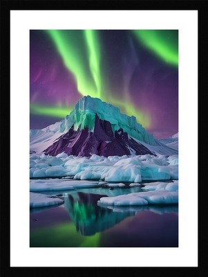 Lebendige Nordlichter gerahmtes Wandbild Poster Leinwanddruck Bild