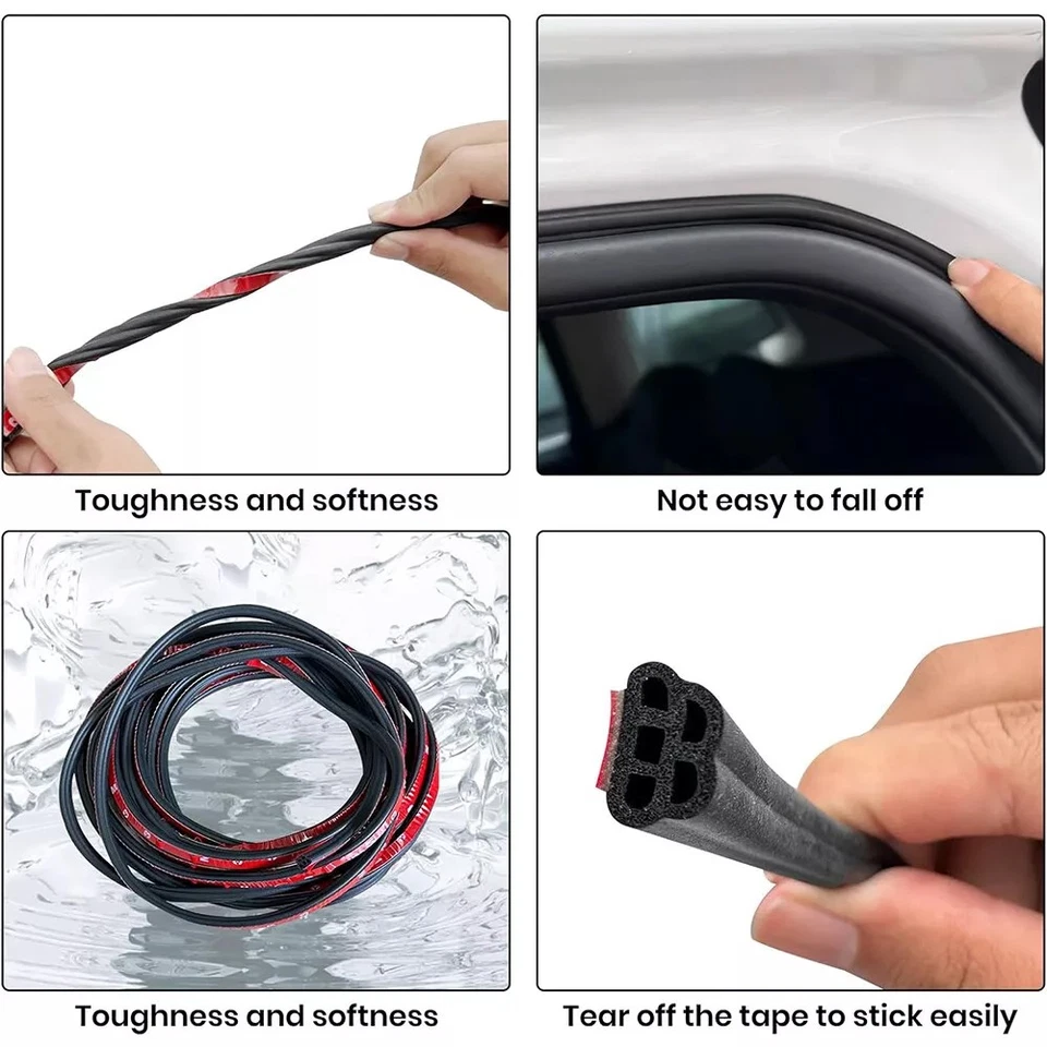 Universal Car Door Rubber Weather Seal Hollow Strip Weatherstrip 16FT 5M L-Shape - Изображение 3 из 4
