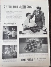 1946 magazine ad for Royal portable Typewriters - Give your child better chance! thumbnail