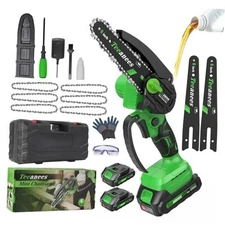 Small hand held chainsaw 6 Inch,mini Green-550Watts-6-inch-2-batterys+6-Chains